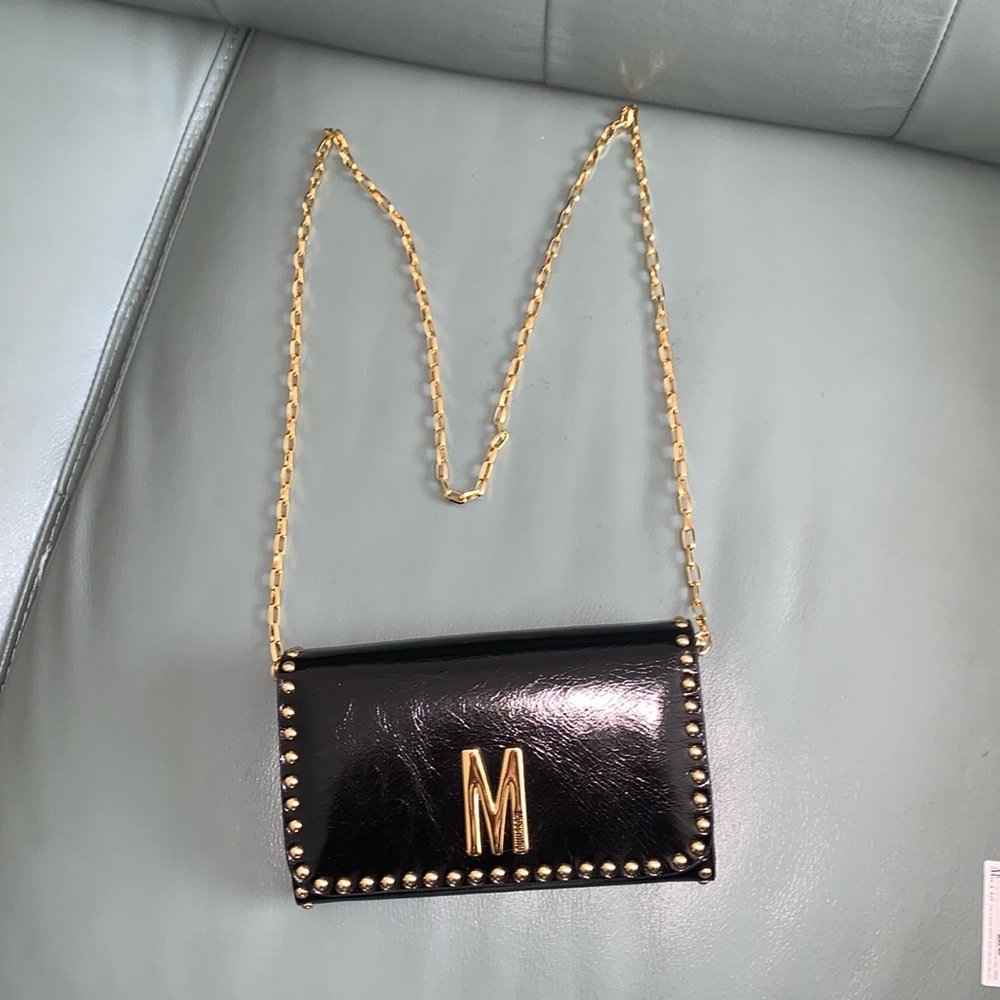 Moschino NWT Logo Leather Wallet on a Chain